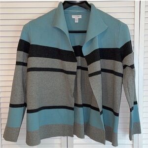 Stylish Blue and Gray Striped Women's Cardigan